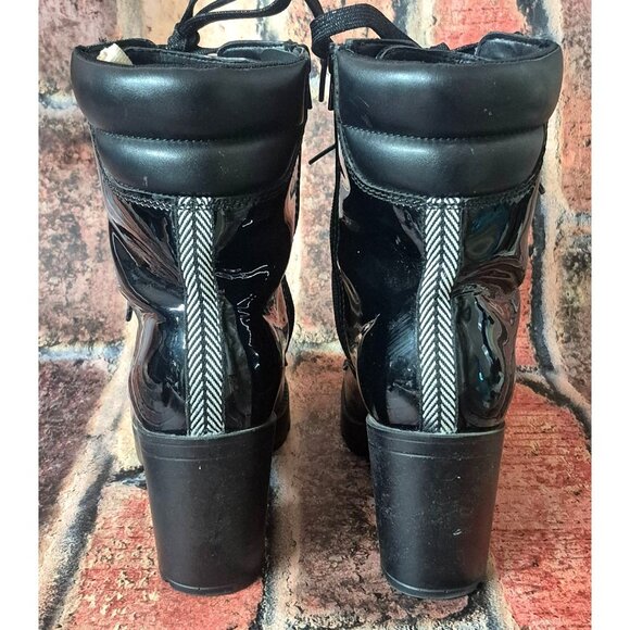 Flexi Boots Womens 7 Bootie Lace Up Side Zip High Block Heel Witchy Goth MINT - Picture 9 of 12